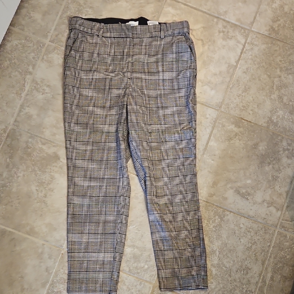 H&M Womens Checkered Black and Gray Dress Pants